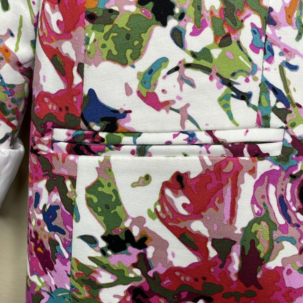 LIZ CLAIBORNE Blazer Abstract Floral Multicolor Single Breasted Cheerful 6 - Picture 8 of 13